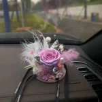 Handmade DIY Preserved Rose Ornament Car Rearview Mirror Interior Decor Hanging Charms for Christmas Mother's Day Accessories