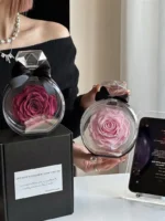 Handmade Elegant Forever Flower Valentine Day Gift Box Present Real Preserved Immortal Eternity Rose in a Acrylic Diamond Box - Image 3