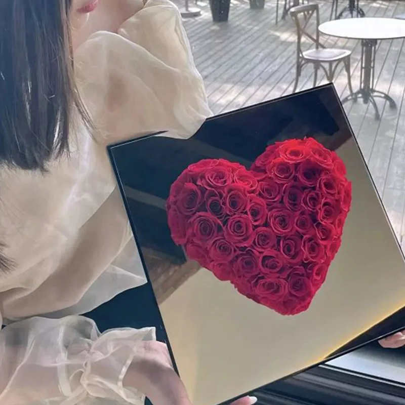 H3a11efa3f0084ad0a243af1940ed30d5u.webp 2025 Tiktok Hot Selling Valentine Gifts Preserved Rose in Acrylic Mirror Box With Eternal Rose - Image 1
