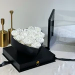 2024 Handmade Heart-Shaped Eternal Rose in Acrylic Box with Jewelry Case for Mother's Day Valentine's Day Graduation Christmas - Image 2