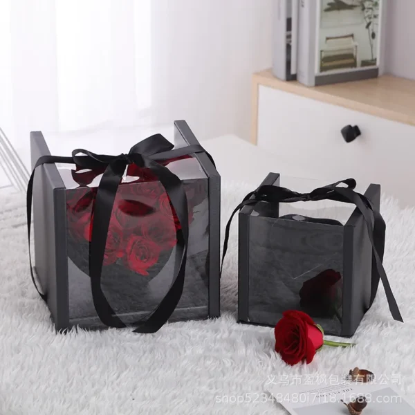 2024 Handmade Heart-Shaped Eternal Rose in Acrylic Box with Jewelry Case for Mother's Day Valentine's Day Graduation Christmas