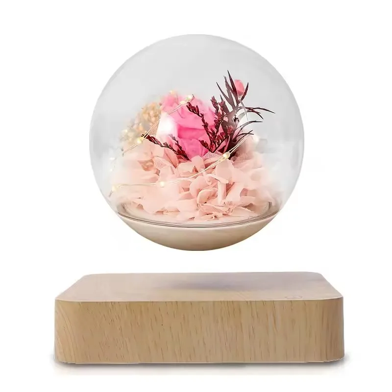 H508a3dc615544f9096650ada15207700G.webp New Magnetic Levitation Flower Rose Light Gift Living Room Bedside LED Levitating Floating Table Home Decoration Lamp - Image 1