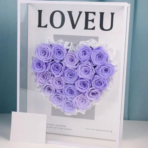 Forever Flower Preserved Roses Heart Box Valentine's Day & Mother's Day Gift Real Rose Acrylic Box