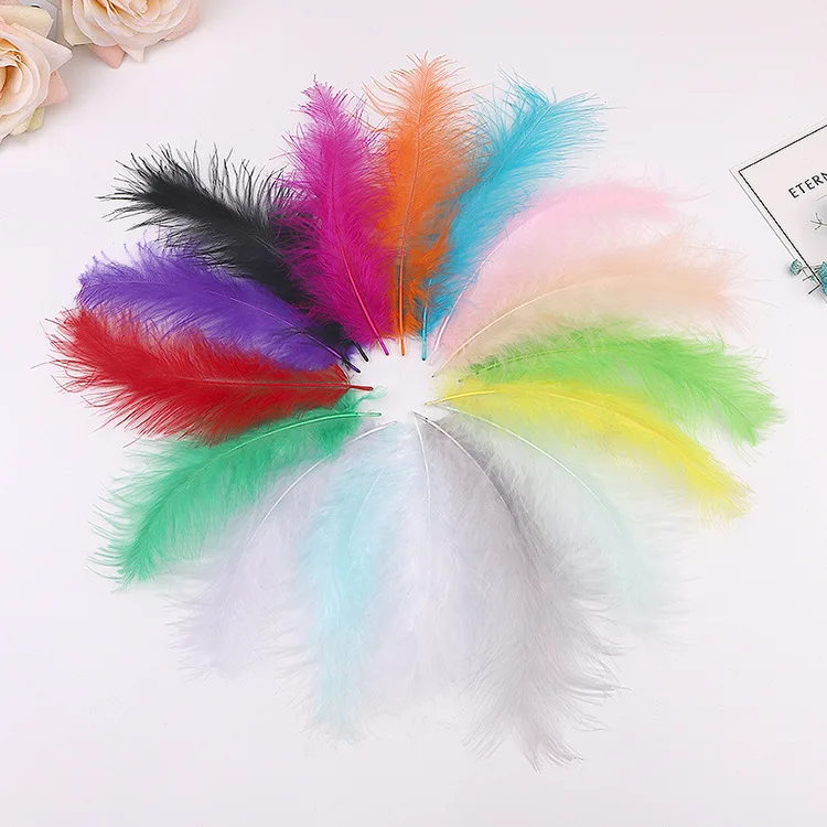 H79d8efe15813418aa5c4b60b3380a50db.webp PPP01-Feather 100pcs/bag Assorted Colors 5-8cm Small Goose Fluffy Feathers for DIY Craft - Image 1
