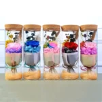 Soap Flower Sunflower & Dried Flower Bouquet in Glass Dome Manufacturer Wholesale for Mother's Day Gift