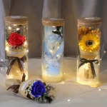 Handmade Mini Bouquet of Dried Flowers in Glass Cover Bottle for Mother's Day Valentine's Day Christmas New Year - Image 6