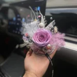 Handmade DIY Preserved Rose Ornament Car Rearview Mirror Interior Decor Hanging Charms for Christmas Mother's Day Accessories - Image 4