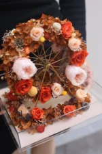 High Quality Real Touch Luxury Orange  Ferris Wheel Preserved Roses Flowers in Acrylic Gift Box for Wedding Gift - Image 4