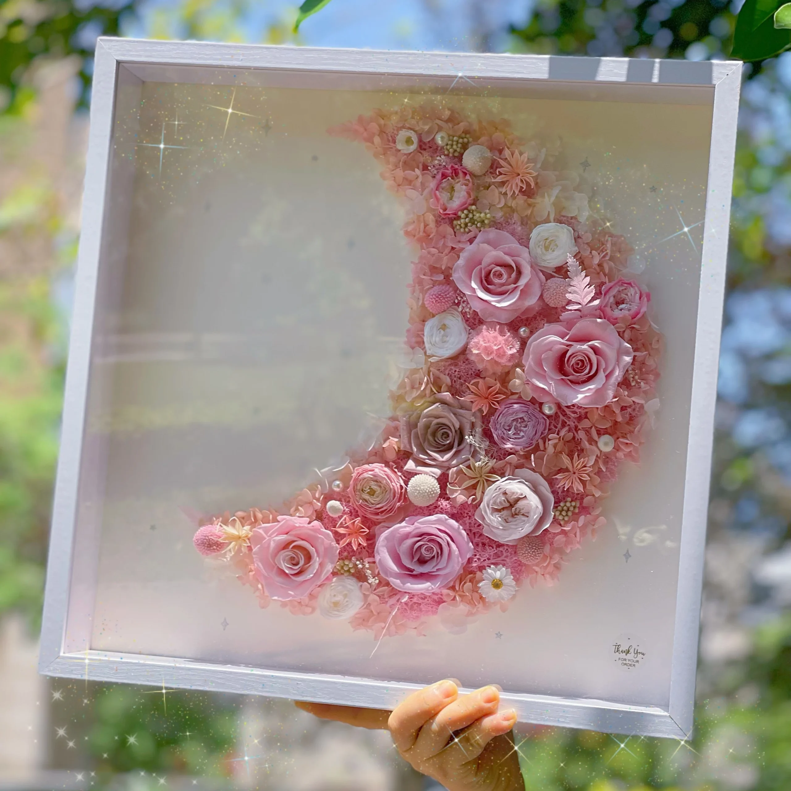 Hcc3033e2530d433280155045ef08f205P.webp Handmade Man-made Board Eye-catching Stylish 3d Effect Preserved Flowers Rose Frame Album Display Frame for Students - Image 1