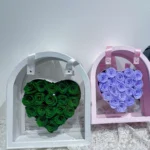 Portable Flower Box Preserved in Heart-shaped Flower Box Transparent Bouquet Gift Box with PVC - Image 6