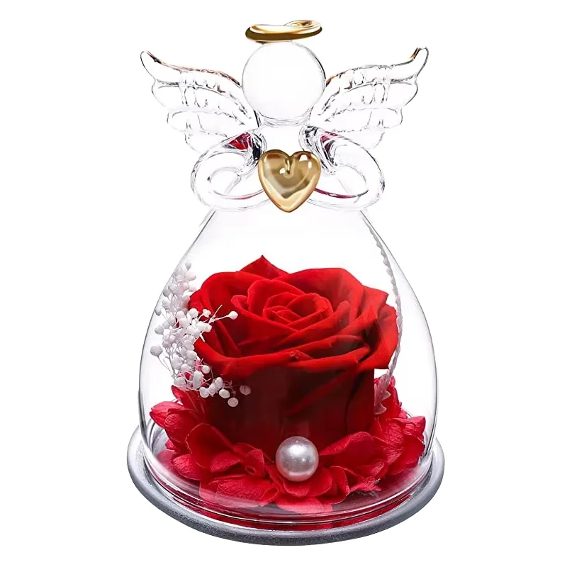 Hd6c5217bafba48eaa0617a6f58adebf10.webp Hot Sale Angel Glass Dome Forever Preserved Real Roses Unique Gifts for Mother's Day Christmas Graduation Valentine's Day - Image 1