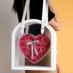 Portable Flower Box Preserved in Heart-shaped Flower Box Transparent Bouquet Gift Box with PVC - Image 2