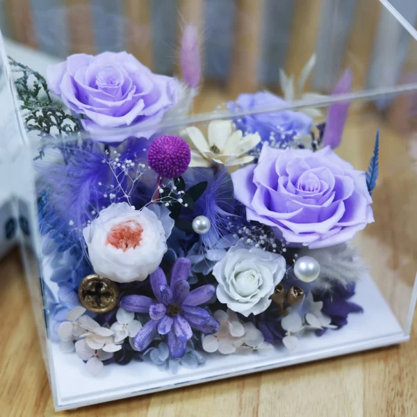 Purple Roses Forever Flower Never Dying Roses Inside Acrylic Boxes