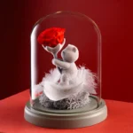 Wholesale Hot Seller Upscale Eternal Forever Flowers Everlasting Roses Immortal Flowers with Bear in Glass Dome for Decoration - Image 4